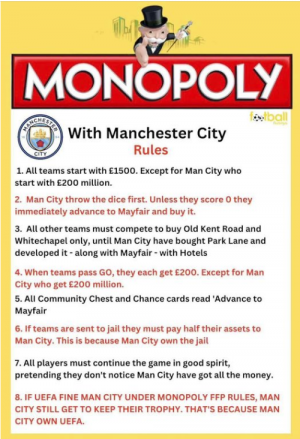 Anyone for a game of Monopoly? rather than be the top hat let's be Man City